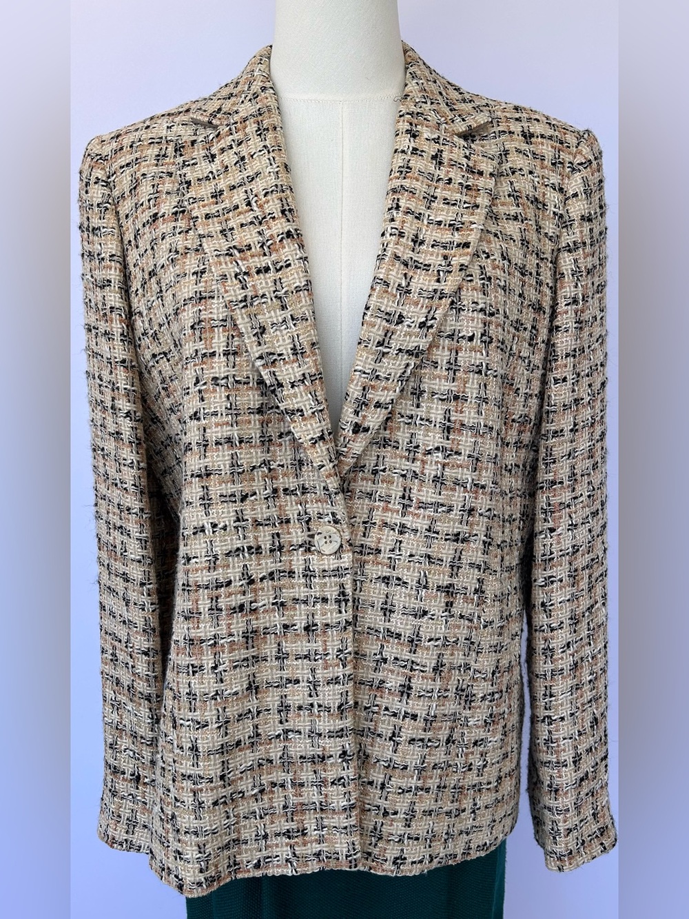 Austin Reed Women’s Vintage-Style Tweed Blazer Shoulder‎ Pads Button Front 14